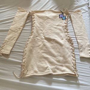 Brand New Hidden Cult Cream Removable Sleeves Dress